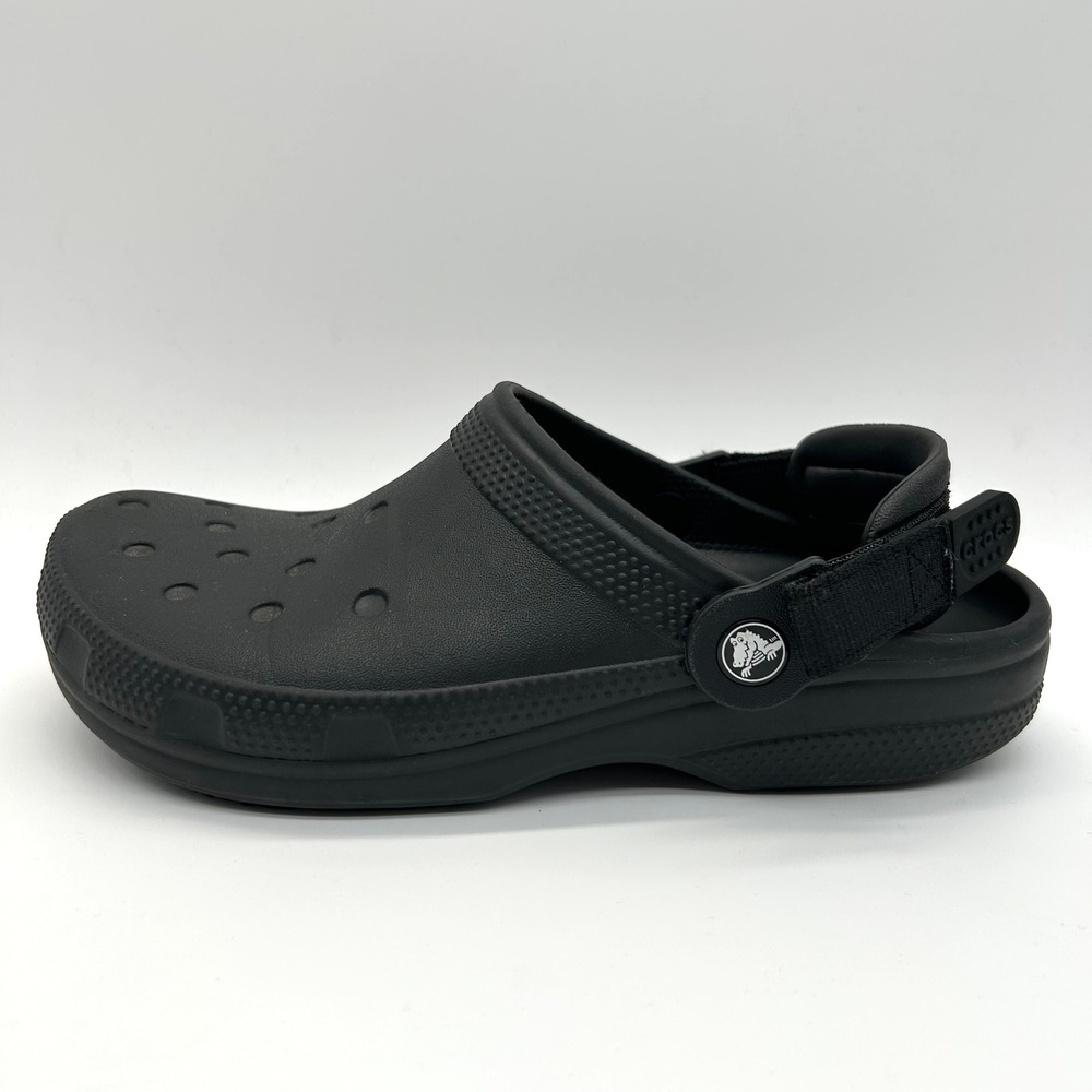 Crocs Classic Work Clog Women 9 Black Slip Resistant Shoe Turbo Strap Waterproof